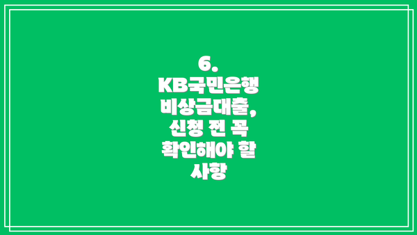 6.  KB국민은행 비상금대출, 신청 전 꼭 확인해야 할 사항