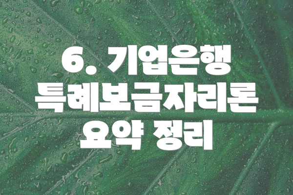 6. 기업은행 특례보금자리론 요약 정리