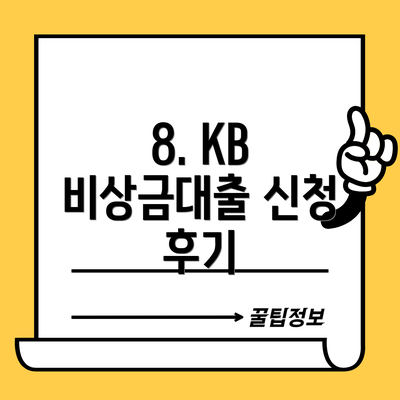 8. KB 비상금대출 신청 후기