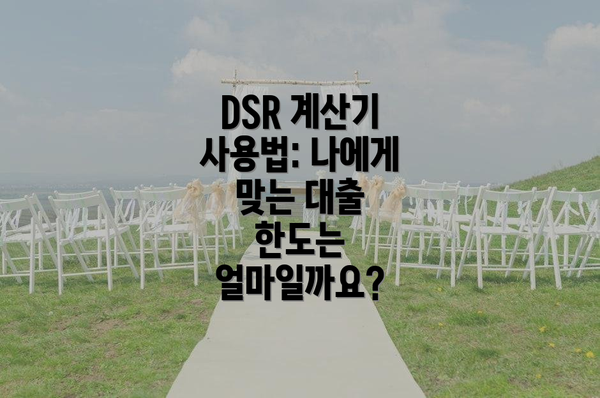 DSR 계산기 사용법: 나에게 맞는 대출 한도는 얼마일까요?