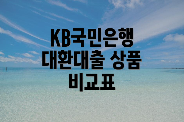 KB국민은행 대환대출 상품 비교표