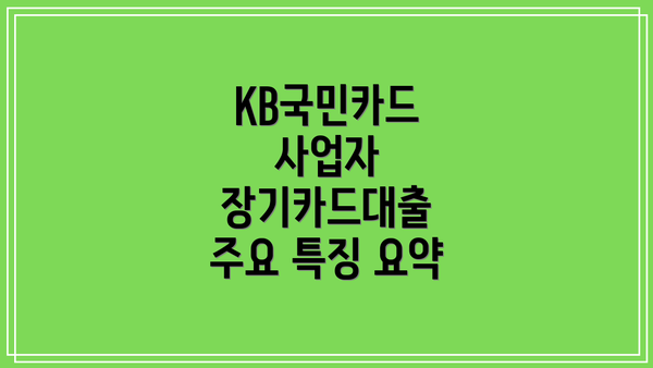 KB국민카드 사업자 장기카드대출 신청 방법