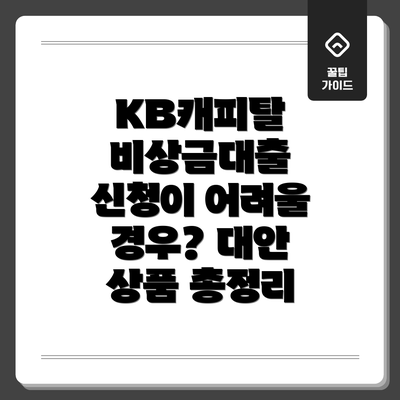 KB캐피탈 비상금대출 신청이 어려울 경우? 대안 상품 총정리