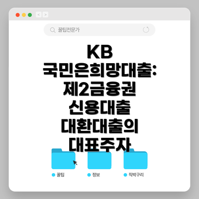 KB 국민은희망대출:  제2금융권 신용대출 대환대출의 대표주자