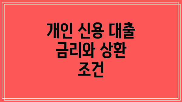 개인 신용 대출 금리와 상환 조건