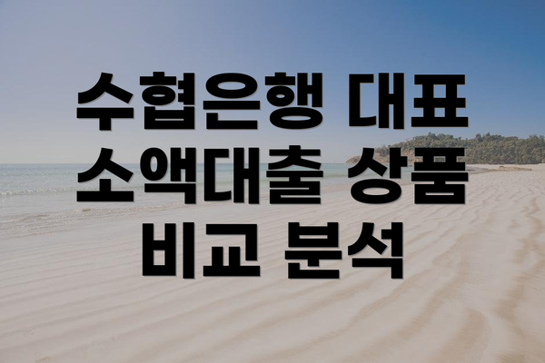 수협은행 대표 소액대출 상품 비교 분석