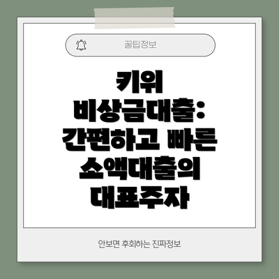 키위 비상금대출: 간편하고 빠른 소액대출의 대표주자