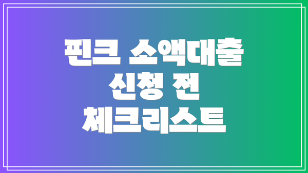 핀크 소액대출 신청 전 체크리스트