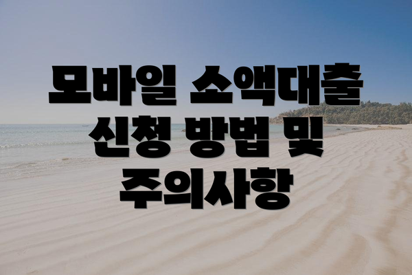모바일 소액대출 신청 방법 및 주의사항