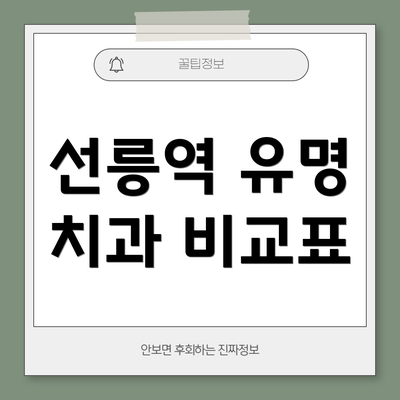 선릉역 유명 치과 비교표