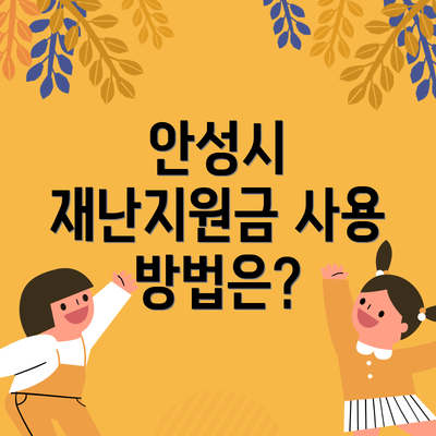 안성시 재난지원금 사용 방법은?