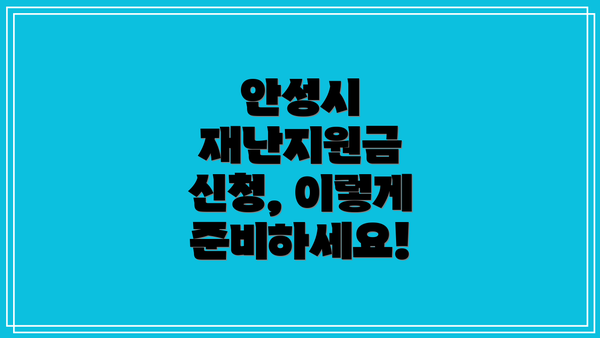 안성시 재난지원금 신청, 이렇게 준비하세요!