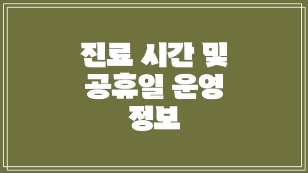 진료 시간 및 공휴일 운영 정보