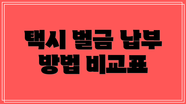 택시 벌금 납부 방법 비교표
