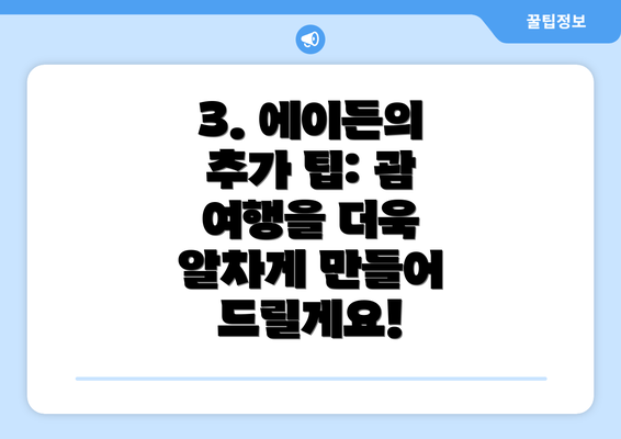 3. 에이든의 추가 팁: 괌 여행을 더욱 알차게 만들어 드릴게요!