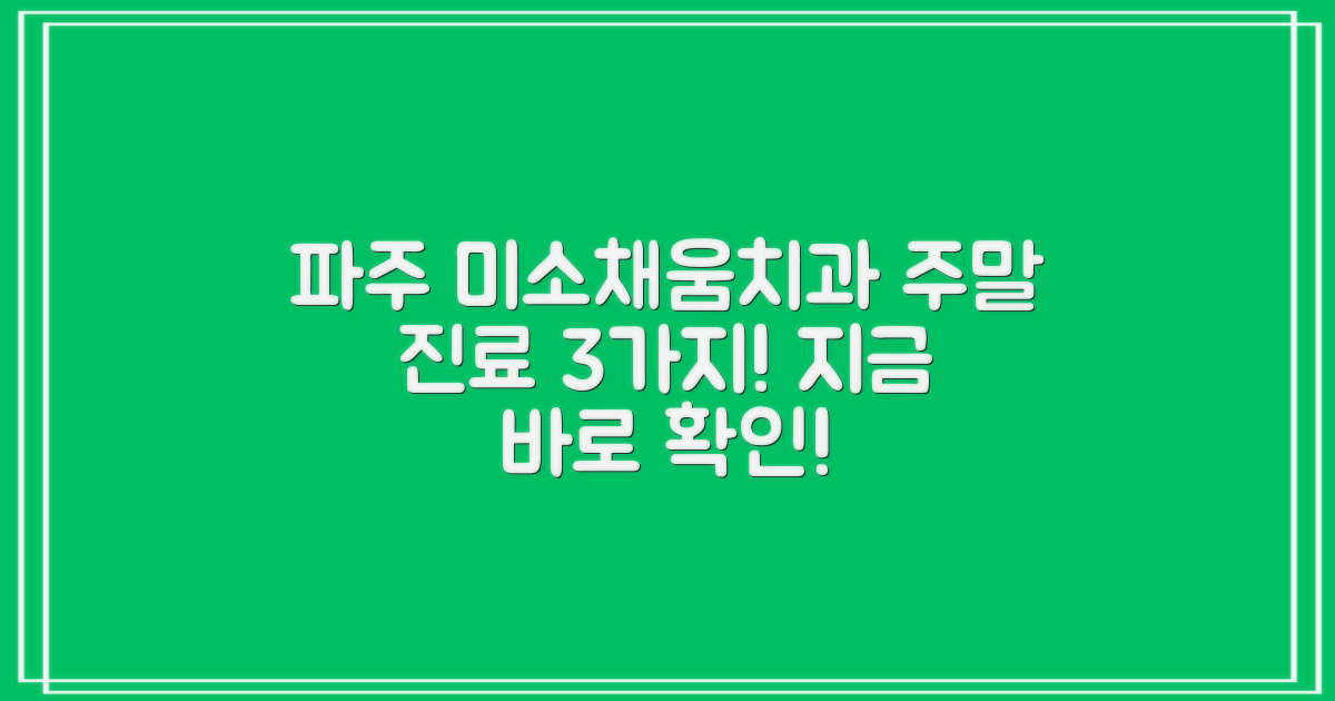 파주시 미소채움치과의원: 주말에도 편리하게! 3가지 진료 시간 확인하기